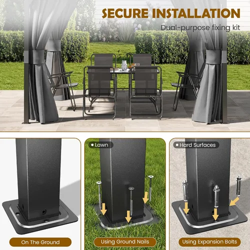 Vista 5 de UDPATIO Gazebo de techo rígido de 10 x 10 pies, para exteriores, resistente Gris