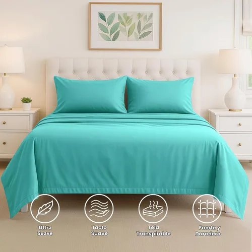 Vista 3 de Pure Bedding Juego de Sábanas Twin - Sábanas de Cama de Microfibra Ultra-Suave 1800 - Doble Cepillado - Bolsillos Profundos - Ajuste Fácil - Extra