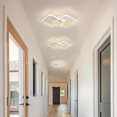 Vista 9 de DAXDG - Lámpara de techo LED, 25.2 pulgadas, 3 colores de luz intercambiables (3000 K/4500 K/6000 K) moderna lámpara de techo cuadrada blanca