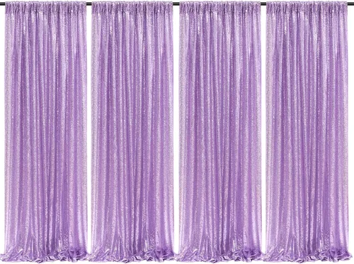 Vista 88 de Cortinas de fondo de lentejuelas con purpurina azul bebé, 2 piezas de 2 x 8 pies, telón de fondo de fiesta de baby shower para niños, hermosas
