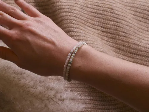 Vista 5 de BERGERLIN - Pulsera de piedra real natural con perla de plata de ley 925, piedras facetadas de 532de pulgada, pulseras genuinas con calidad