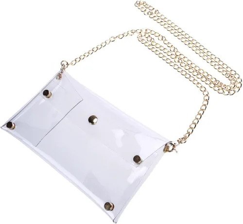 Vista 9 de BESTOYARD Bolso bandolera con correa de cadena para mujer, Transparente, Pvc