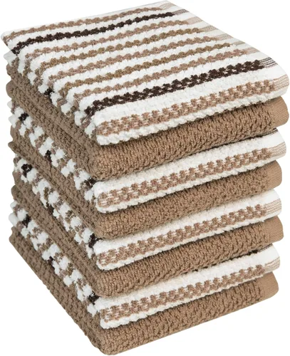 Vista 23 de Toallas de cocina de 16 x 26 pulgadas, paquete de 6 toallas de mano grandes de algodón, paños de cocina, diseño de rayas de palomitas de maíz, juego