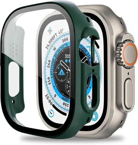 Vista 9 de Miimall Funda compatible con Apple Watch Ultra de 1.929 in con protector de pantalla de vidrio templado, funda protectora de policarbonato