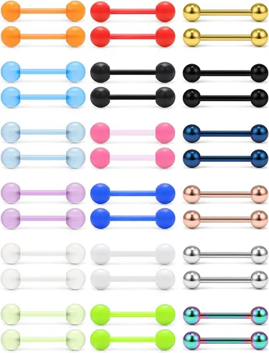 Vista 12 de Ruifan - Piercing para el pezón o la lengua de acrílico flexible que brilla en la oscuridad, de 0.49 oz y 0.630 pulgadas
