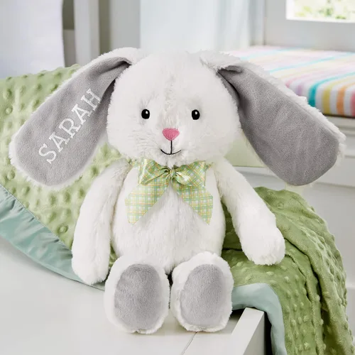 Vista 3 de Let's Make Memories - Pijama de peluche (personalizable), ideal para siestas, 12” de alto, 100% poliéster Hop 'N Cuddle Bunny