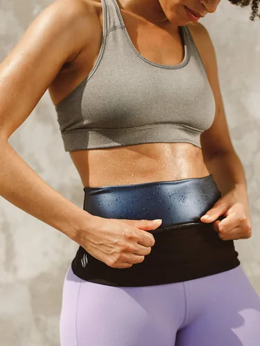 Vista 6 de Sweat Shaper – Cinturón de sauna para reducción de cintura para mujer, entrenador de cintura sin neopreno Negro