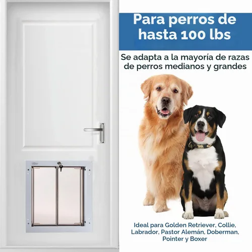 Vista 3 de Plexidor Performance - Puertas para mascotas con cerradura y llave, eficiencia energética, dos paneles, color blanco
