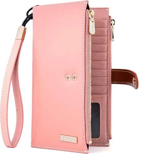 Vista 21 de ANDOILT - Cartera de cuero genuino para mujer con bloqueo RFID para tarjeta de crédito con cremallera