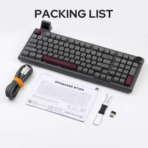 Vista 7 de EPOMAKER RT100 - Junta de 97 teclas BT5.02.4GUSB-C Teclado mecánico con pantalla de visualización personalizable, perilla, enchufe intercambiable