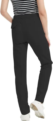 Vista 3 de QBK Pantalones de golf para mujer, tallas pequeñasregularesaltas, ajuste delgado, ligeros, elásticos, pantalones casuales de trabajo con cintura alta