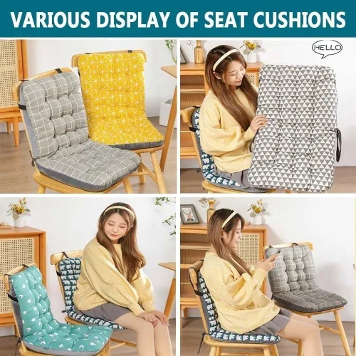 Vista 3 de Juego de cojines para sillas de respaldo alto, 1/2/4, cojín para asiento de silla de oficina, para interiores y exteriores, con lazos, cojín grueso