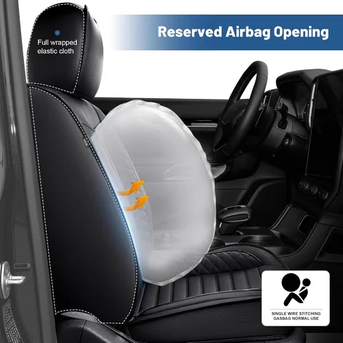 Vista 3 de 2 fundas de asiento delantero de automóvil, ajuste personalizado para Ford Ranger 2019-2025 2026 (no compatible con Raptor), impermeable, de piel