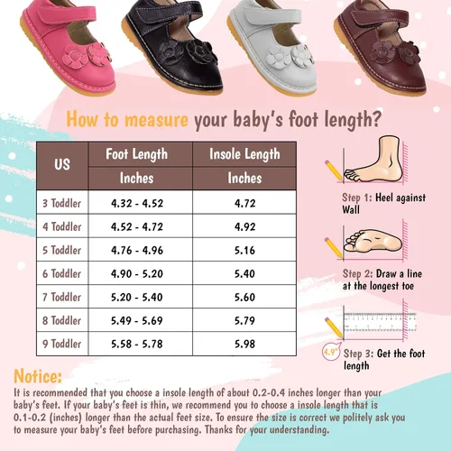 Vista 7 de Little Mae's Boutique Mary Jane - Zapatos chirriantes para niñas pequeñas, ideales para caminar con chirriador extraíble y correa ajustable, zapatos