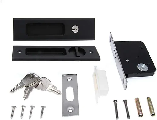 Vista 3 de LWZH Cerradura de puerta de bolsillo de privacidad negro mate de 6.3 pulgadas, cerradura de manija empotrada invisible con llaves, cerradura