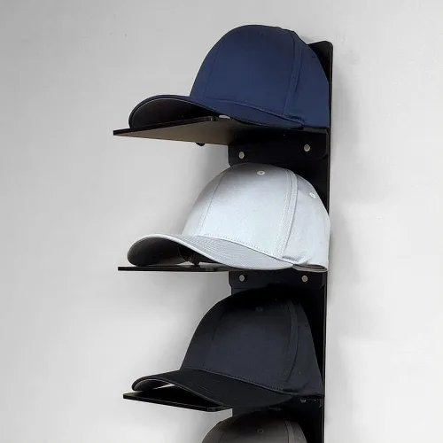 Vista 3 de OnDisplay Expositor de acrílico de lujo para gorras, organizador de gorra de béisbol montado en la pared, exhibición de pared con varios estantes