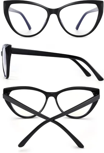 Vista 4 de TEAPLMTT Paquete de 2 lentes de bloqueo de luz azul de ojo de gato para mujer, marco TR90 de moda, antirayos azules, lentes de computadora