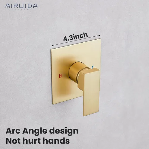 Vista 3 de Airuida Kit de Acabado de Válvula de Ducha de Una Sola Manija – Válvula de Instalación Empotrada de Latón para Montaje en Pared con Conexión
