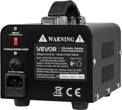 Vista 9 de VEVOR Transformador convertidor de voltaje, 500 VA, transformador de potencia elevador/abajo de servicio pesado, convertir de 110 V a 220 V y 220 V