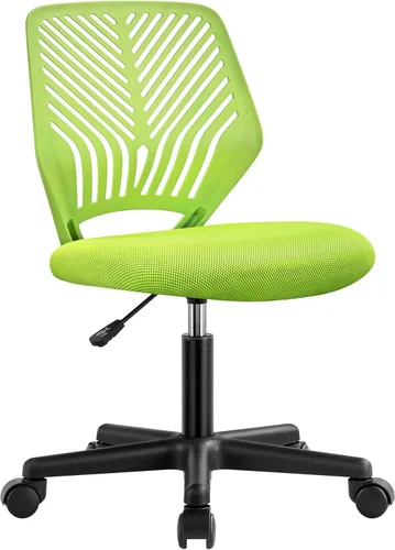 Vista 15 de Yaheetech Silla de oficina ergonómica de malla sin brazos, silla giratoria de respaldo medio con ruedas, silla de estudio de altura ajustable