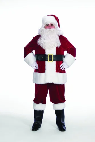 Vista 3 de Traje de Papá Noel Velveteen - Paquete de adornos de felpa Halco Burgundy Claus con guía de Papá Noel