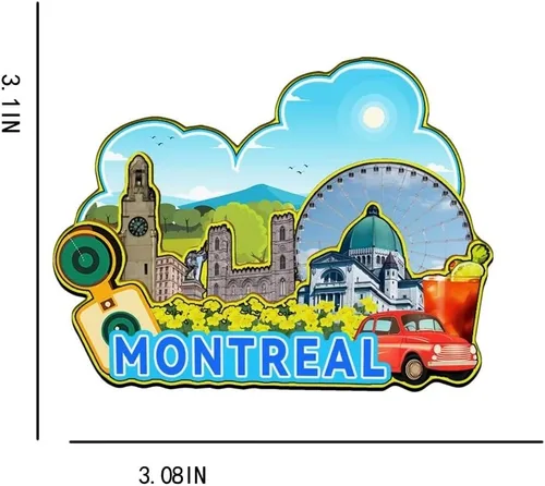 Vista 3 de Montreal - Imán para nevera con imán de madera 3D, monumentos coleccionables de viaje, decoración hecha a mano, 2275