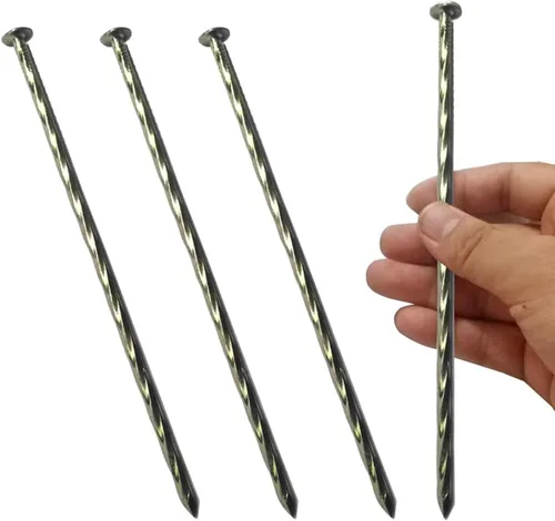 Vista 7 de Estacas de camping para tienda, paquete de 9 estacas de 8 pulgadas galvanizado de metal antioxidante, apiles/anclajes de paisaje en espiral