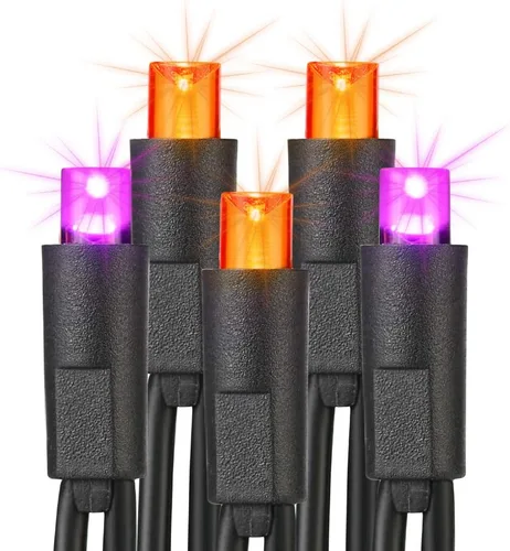 Vista 14 de Brizled - Luces de Halloween moradas, 10 mt, 100 luces LED de 5mm de ángulo amplio, 120 V, con certificación UL, línea de luces de Halloween Púrpura