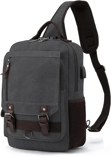 Vista 12 de Bolsa tipo mensajero de lona tipo bandolera para computadora portátil, casual, viajes, para hombres y mujeres