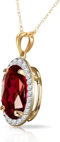 Vista 2 de Galaxy Gold GG Collar de oro macizo de 14 quilates de 7.93 quilates con forma ovalada de diamantes de rubí, Metal, Rubí
