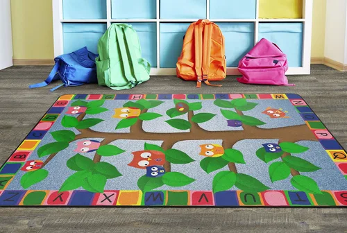 Vista 3 de Flagship Carpets Alfombra educativa con diseño de búhos del alfabeto para el aula o la habitación de los niños, tapete de juego para enseñar