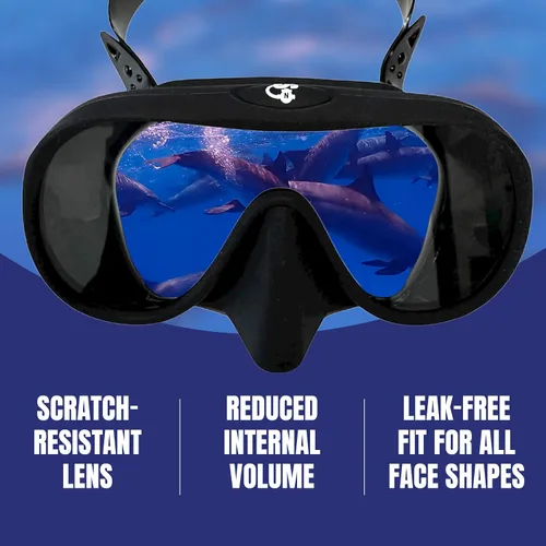 Vista 3 de Spartacus Frameless Dive Mask, Ultra-Clear Low-Iron Glass, Wide View, Low Volume, 100% Silicone Skirt