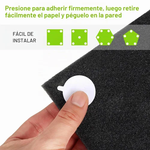 Vista 4 de WINDIR 150 cintas adhesivas de doble cara para paneles de espuma acústica a prueba de sonido, extraíbles sin residuos, almohadillas transparentes
