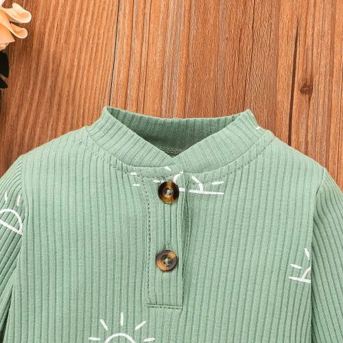 Vista 3 de PATPAT Ropa para bebé recién nacido, con estampado de letras, mameluco, pantalones, gorro, 3 piezas