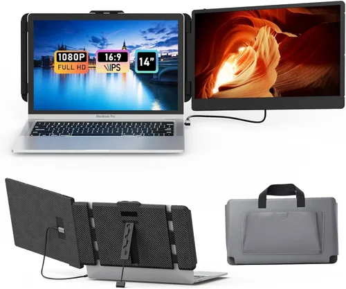 Vista 9 de ALLVIA Extensor de Pantalla para Portátil de 14 pulgadas, 1080P FHD IPS, Monitor Portátil para Portátil de 13 a 17 pulgadas, Triple Monitor
