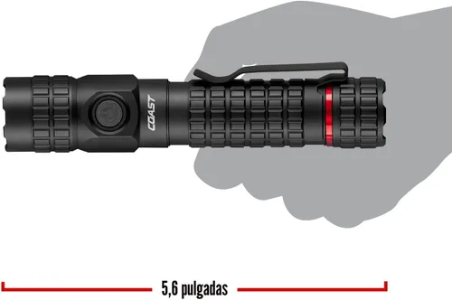 Vista 10 de COAST PX200R - Linterna LED recargable de 2000 lúmenes, enfoque giratorio, USB-C, clip de bolsillo de 2 posiciones