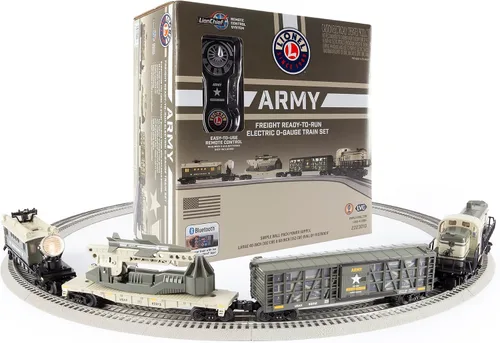 Vista 9 de Lionel Army Freight Electric O Gauge Bluetooth 5.0 Set de Tren Eléctrico con Control Remoto