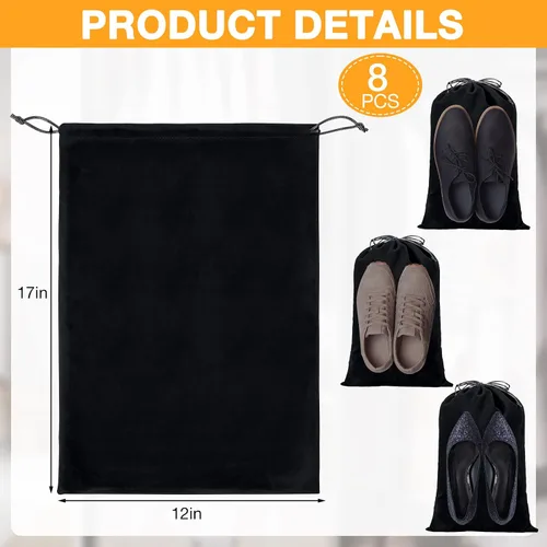 Vista 2 de Berlune 8 bolsas de zapatos deportivos para viajes, bolsas de zapatos de viaje para embalaje de 12 x 17 pulgadas, bolsas de polvo lavables