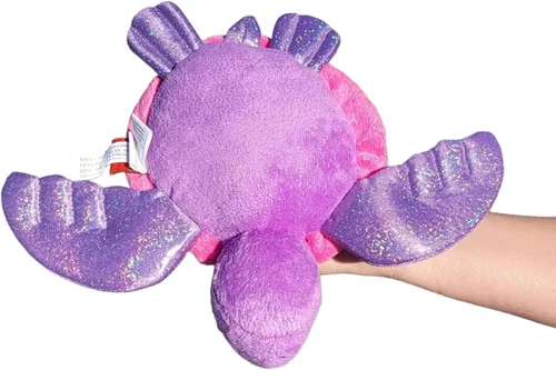 Vista 6 de Zugar Land Peluche reversible de tortuga marina con lentejuelas (11 pulgadas), diseño de lentejuelas reversibles, color rosa intenso/plateado