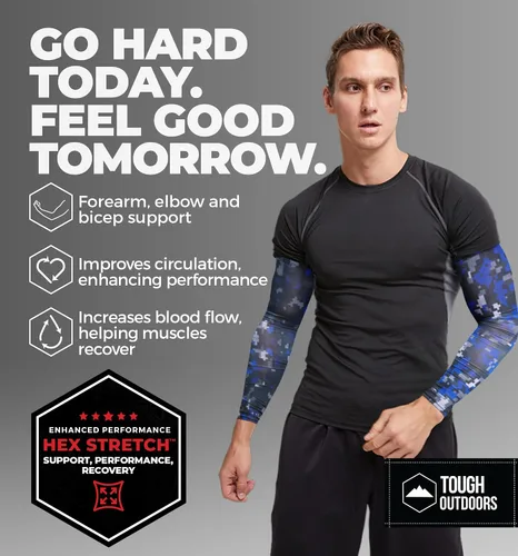 Vista 2 de Tough Outdoors Mangas deportivas de compresión para hombres y mujeres, para jóvenes, niños, baloncesto, tiro de fútbol, béisbol