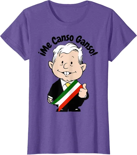 Vista 24 de AMLO Amlito Me Canso Ganso - Camiseta con diseño de dibujos animados mexicanos Gris Oscuro