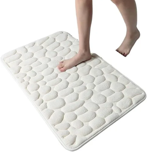 Vista 2 de Alfombra antideslizante de Baño con Relieve de Adoquines, Alfombras Antideslizantes En Lavabo, Alfombra De Suelo Lateral De Bañera, Felpudo De