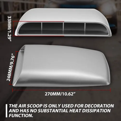 Vista 5 de KaTur Universal Coche Decorativo Flujo De Aire De La Capilla De Admisión Cucharada Ventilación Turbo Capó Gris