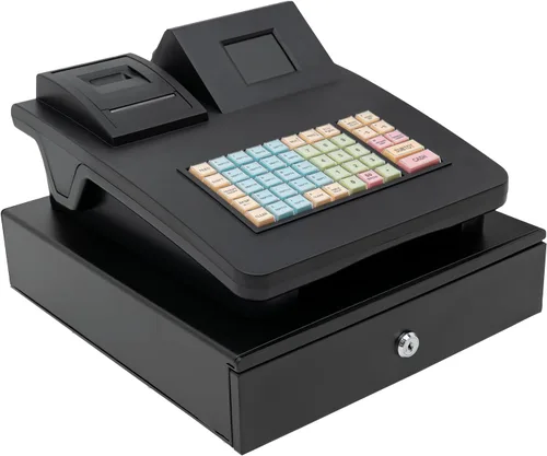 Vista 5 de DYNAMI Caja registradora comercial, caja registradora electrónica de 48 llaves con cajón de efectivo y monedas, pantalla de doble cara, impresión