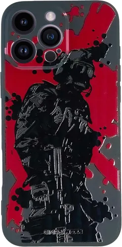 Vista 8 de SIMPLYMDRN Funda delgada para iPhone 12 Pro Max, diseño de guerrero, funda genial para hombres, funda de soldado de combate, delgada y flexible
