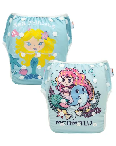 Vista 10 de ALVA Pañales de natación BABY 2 piezas reutilizables para bebé niña de 0 a 8 meses, pañales de natación ajustables a presión lavables para piscina