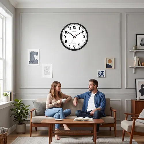 Vista 8 de Geevon Reloj de pared atómico de 16" reloj analógico autoajustable con hora Negro