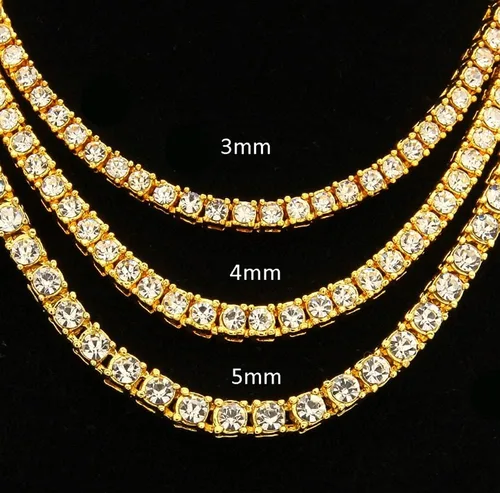 Vista 4 de HH BLING EMPIRE - Cadena de tenis con diamantes de imitación para hombres y mujeres, cadenas de tenis y eslabones cubanos de 18 a 30 pulgadas