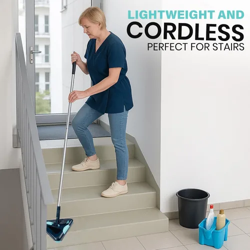 Vista 2 de Zippi Barridor Max - Versión 2025 Barridor Ligero, Diseño Triangular Permite Barrer en Esquinas, Perfecto para Alfombra Corta, Piso Duro y Cerámica