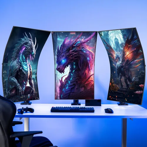 Vista 6 de AVLT Brazo de monitor súper ultra ancho de 17"-57" para pantallas de hasta 59.5 libras, soporte de escritorio de aluminio premium, altura neumática